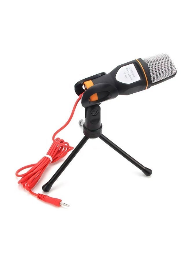 Studio Condenser Black Microphone, Professional HiFi Stereo Low Noise Cardioid Omnidirectional Wired Computer Microphone Set with Desktop Tripod for Recording Live Broadcast Speech, Plug and Play - Image 1