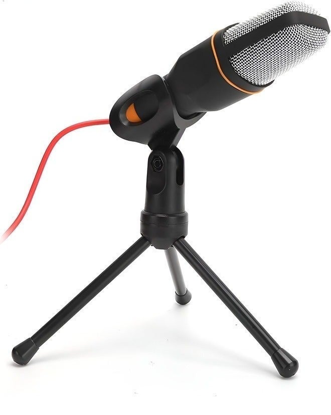 Studio Condenser Black Microphone, Professional HiFi Stereo Low Noise Cardioid Omnidirectional Wired Computer Microphone Set with Desktop Tripod for Recording Live Broadcast Speech, Plug and Play - Image 2