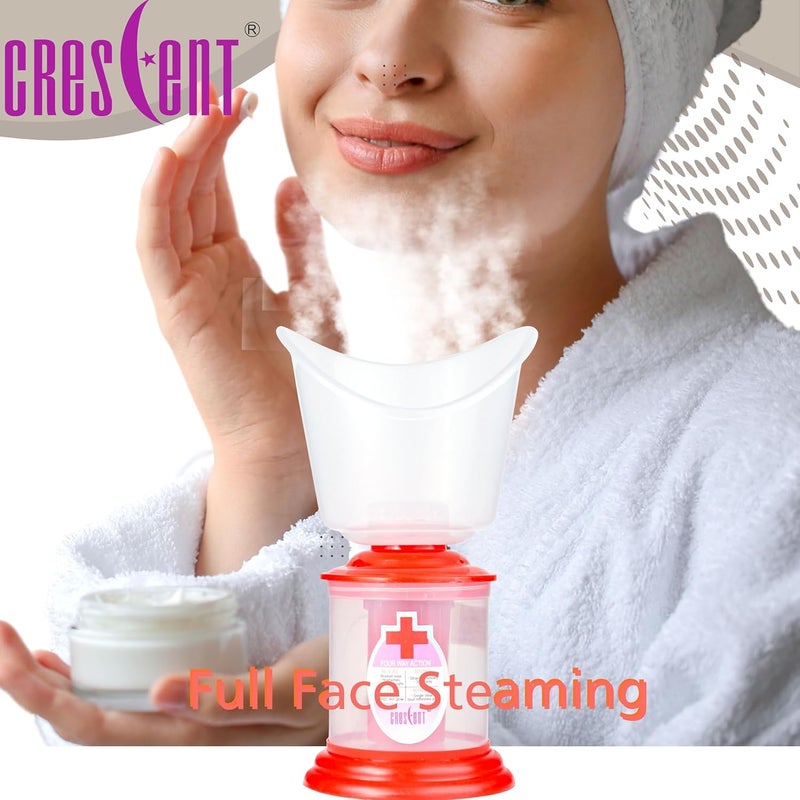 Crescent 3 IN 1 Facial Steamer Vaporizer for Cold and Cough and Facial for Face| Made in India| 3 Attachment| Red - Image 5