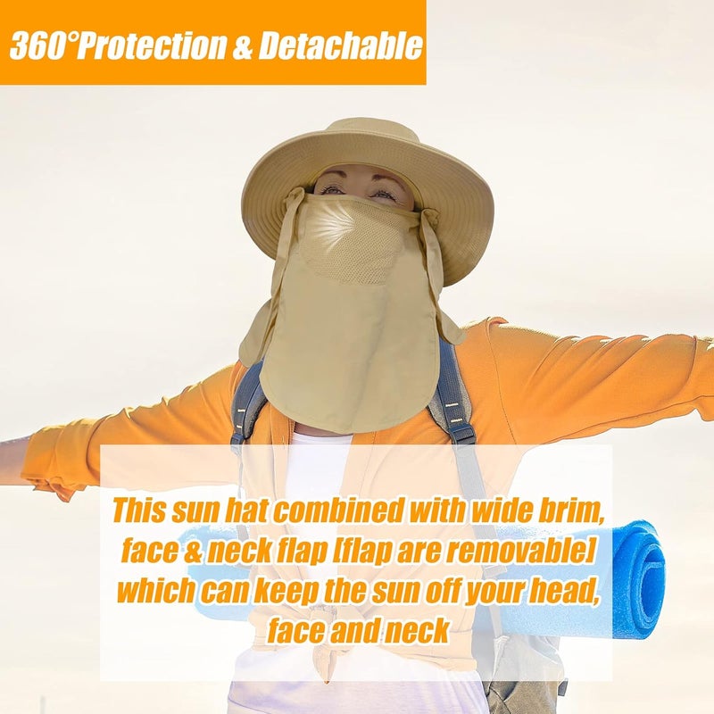 Outrip Fishing Hat for Men & Women, Outdoor UV Sun Protection Wide Brim Hat with Face Cover & Neck Flap - Image 4