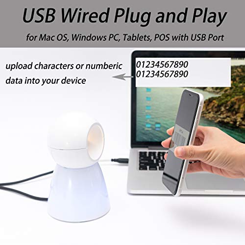 TEEMI Handsfree 2D QR Barcode Scanner, TEEMI USB Wired Omnidirectional Desktop Bar Code Reader Scanner Screen Scanning CMOS Imager Presentation Bar Code Reader Compact Size, TMSL-73 - Image 2