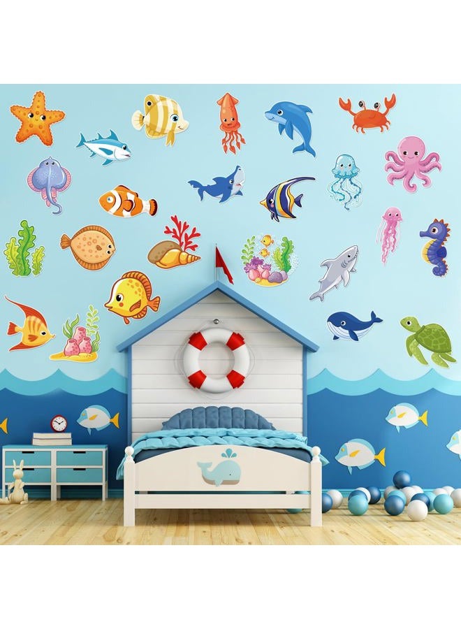 Nezyo 200 Pcs Sea Life Cut Outs with 400 Glue Points Ocean Coral Sea Turtle Tropical Fish Cutouts Ocean Themed Party Decorations Sea Animal Accents for School Classroom Bulletin Board Decoration - Image 4