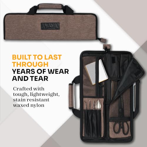 Asaya Chef Knife Roll Bag - 12 Pockets for Knives and Kitchen Utensils - Lightweight, Durable, and Stain Resistant Nylon - Perfect for the Traveling Chef - Knives not Included - Image 2