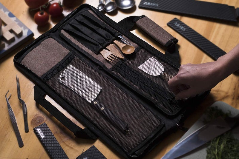 Asaya Chef Knife Roll Bag - 12 Pockets for Knives and Kitchen Utensils - Lightweight, Durable, and Stain Resistant Nylon - Perfect for the Traveling Chef - Knives not Included - Image 5