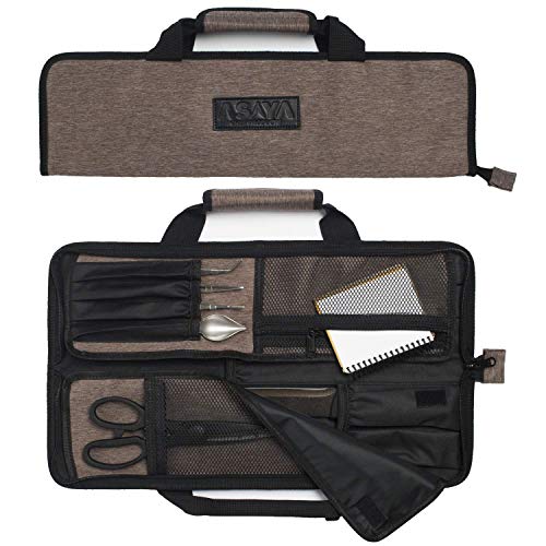 Asaya Chef Knife Roll Bag - 12 Pockets for Knives and Kitchen Utensils - Lightweight, Durable, and Stain Resistant Nylon - Perfect for the Traveling Chef - Knives not Included - Image 1