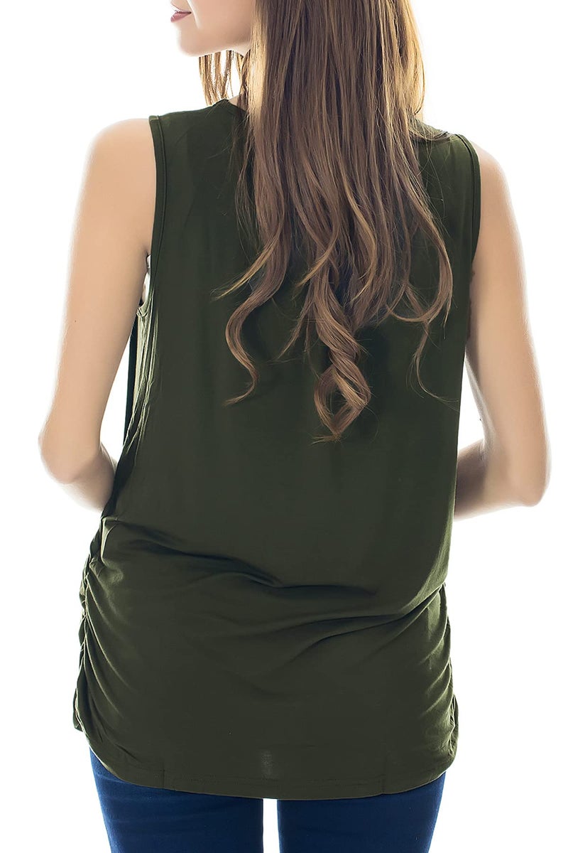 Smallshow Women's Maternity Nursing Tank Tops Breastfeeding Clothes 3-Pack Large Army Green-Black-Orange - Image 5
