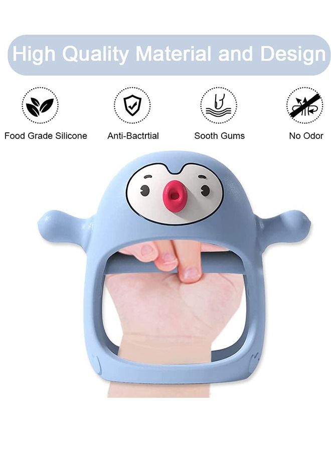 Silicone Teething Toy For Babies, 0 - 6 Month, Penguin, Light Blue