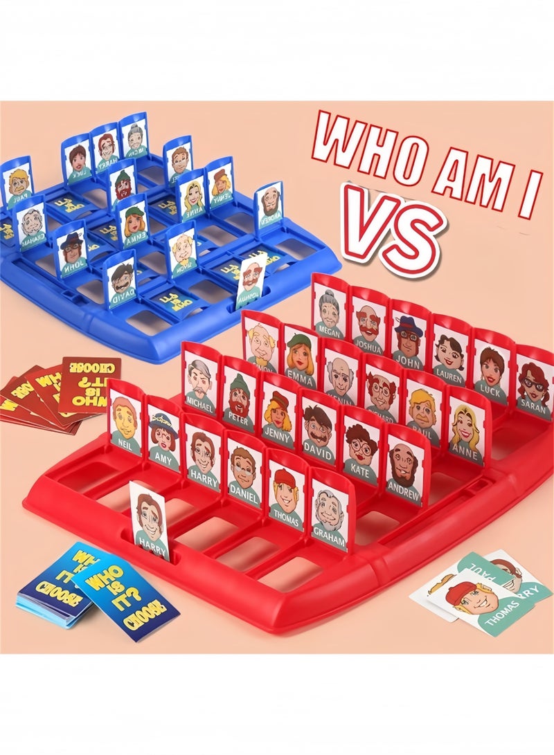Interesting puzzle game "Guess Who?" Classic Arabic children's and adult board game (English characters) with cute keychains as a gift - Image 1