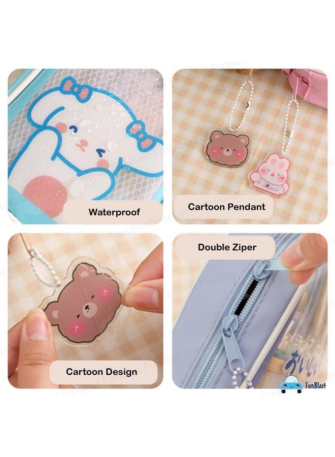 FunBlast Pouch for Kids & Adults - Pencil Case for Girls, Large Capacity Kawaii Pencil Case for Girls, Aesthetic Pouch, Multipurpose Pouch for School Stationary, Office, Travel (Coffee) - Image 4