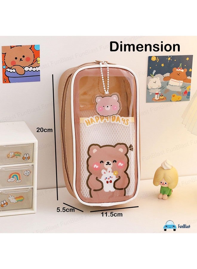 FunBlast Pouch for Kids & Adults - Pencil Case for Girls, Large Capacity Kawaii Pencil Case for Girls, Aesthetic Pouch, Multipurpose Pouch for School Stationary, Office, Travel (Coffee) - Image 2