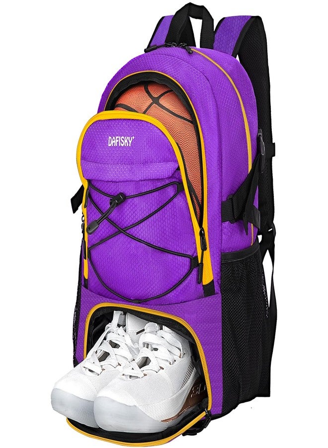 DAFISKY Basketball Backpack with Ball Compartment - Large Basketball Bag with Shoes compartment Sports Equipment Bag (Purple) - Image 1