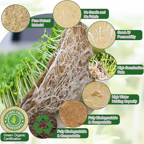 Emsiok 1 Roll 10" X 157" Microgreen Grow Mat Natural Fiber Grow Mats Microgreens Grow Kit Hydroponic Pads Indoor Organic Production for Microgreen Starter Tray Wheatgrass Sprouts - Image 5