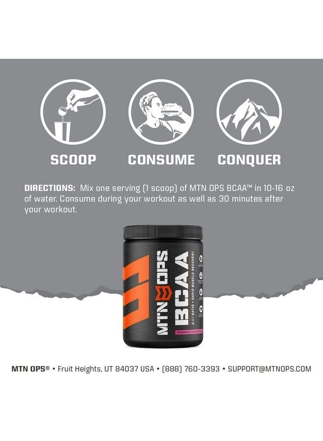 MTN OPS BCAA 2:1:1 Amino Acids Supplement Powder for Rapid Muscle Recovery & Repair with Zero Sugar & Gluten Free (30-Serving Tub, Strawberry Dragonfruit)  - Image 1