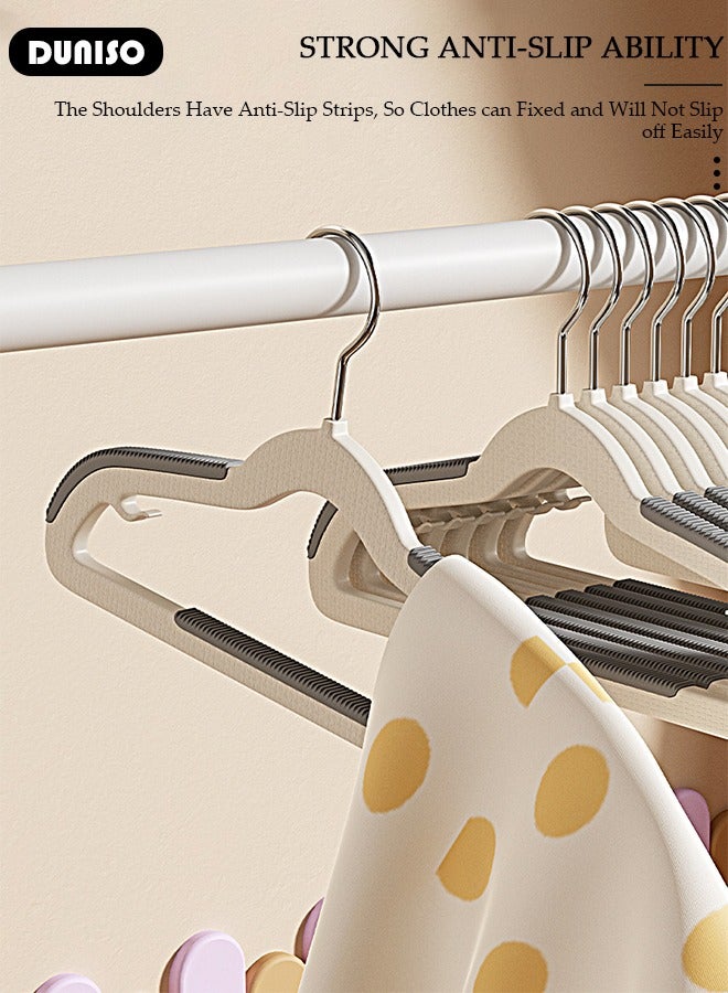 DUNISO 20 Pack Plastic Baby Hangers,  Non-Slip Hangers with 360 Chrome Swivel Hook,  Strong and Durable Hangers for Newborn to Teenagers, Space Saving Clothes Hanger with Rubber Coating for Closet  - Image 2