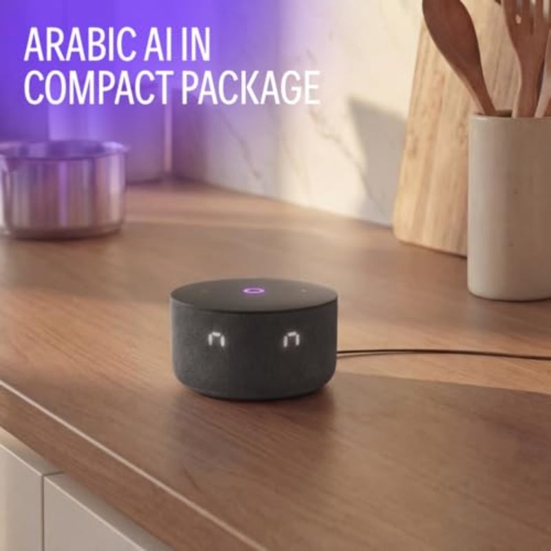 Yango Smart Speaker, AI Buddy, Arabic and English, 12W Sound, LED Display, Compact Speaker for Dorm Room and Small Apartment, Black - Image 3