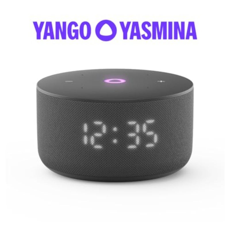 Yango Smart Speaker, AI Buddy, Arabic and English, 12W Sound, LED Display, Compact Speaker for Dorm Room and Small Apartment, Black - Image 2