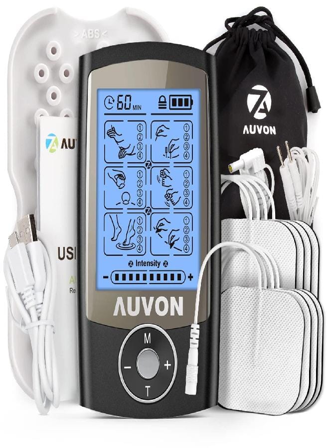 AUV0N AUVON Rechargeable TENS Unit Muscle Stimulator, 24 Modes 4th Gen TENS Machine with 8pcs 2"x2" Premium Electrode Pads for Pain Relief - Image 1