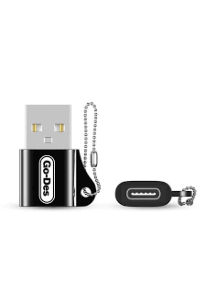 Go-Des USB A Male to Type-C Female OTG Adapter GD-CT028 – Fast Charging & Data Transfer, Compatible with Samsung, Huawei, Xiaomi, MacBook & Android Devices – Black - Image 3