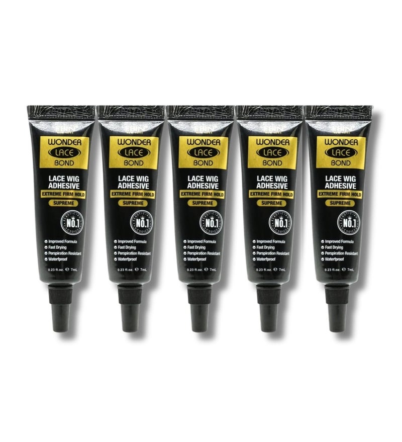 Globally popular universal design Wonder Lace Bond Lace Wig Adhesive Glue Tube Pack – Extreme Firm Hold (Supreme) 0.23fl. Oz/ 7mL - 4 Packs | Fast Drying, Waterproof, Latex Free, Perspiration Resistant, Cruelty Free Heat resistant - Image 1