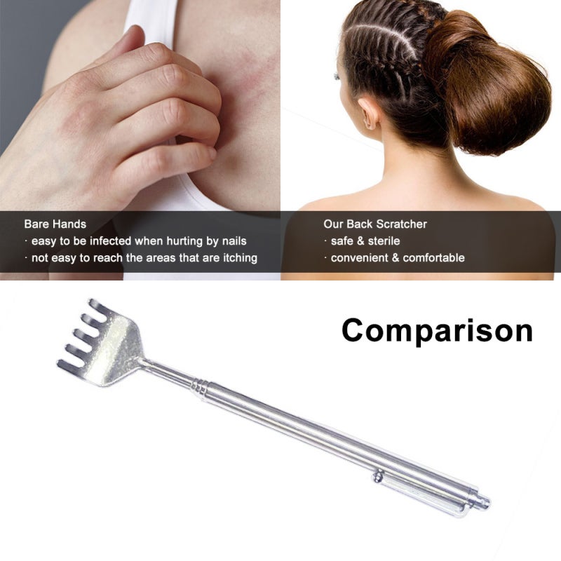 Telescopic Back Scratcher: 6.3" To 19.9" Stainless Steel, Durable Rust-proof Design - Multi-functional Itch Relief & Cat Play Tool for Home, Travel And Daily Use - Image 3