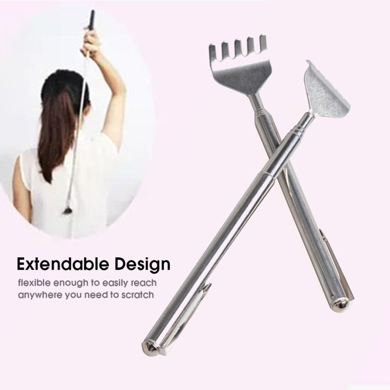 Telescopic Back Scratcher: 6.3" To 19.9" Stainless Steel, Durable Rust-proof Design - Multi-functional Itch Relief & Cat Play Tool for Home, Travel And Daily Use - Image 2