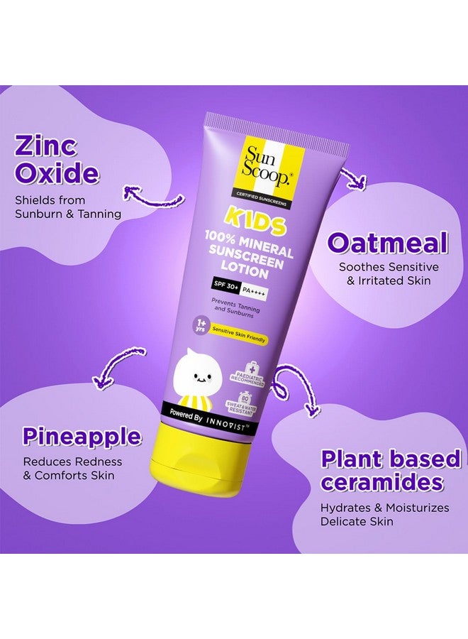 SunScoop Kids 100% Mineral Sunscreen Lotion Spf 30+ Pa++++ | Paediatrician Recommended | Prevents Tanning & Sunburn | Sweat & Water Resistant | Safe For Sensitive Skin | For 1+ Years | 75 Gm - Image 4