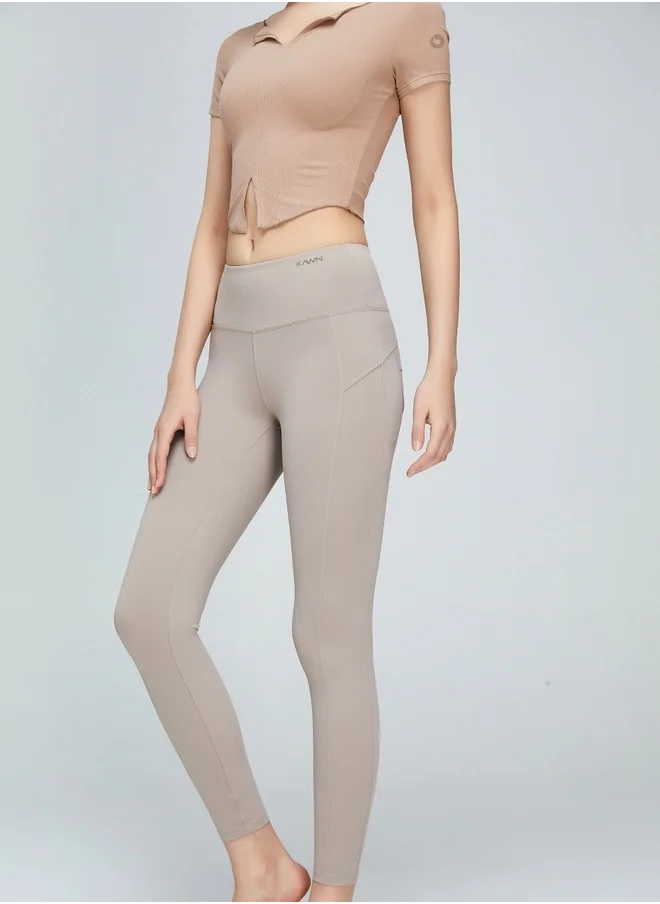 كون.يوغا Womens Mid Waist Contour Seamless Workout Sport Leggings Yoga Pants Tummy Control Running Pants