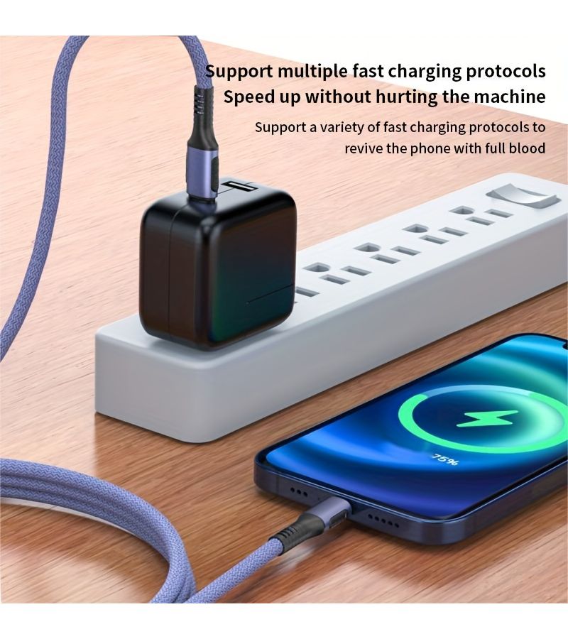 كابل USB-C إلى USB-C، 2 قطعة، طول 10 أقدام، مضفر من النايلون، سلك شحن سريع بقدرة 60 واط 3 أمبير، شاحن من نوع C لهاتف iPhone 15 Pro Max و iPad Mini و MacBook و Samsung Galaxy S23، اللون أخضر غامق. - Image 3
