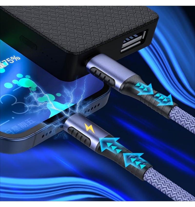 كابل USB-C إلى USB-C، 2 قطعة، طول 10 أقدام، مضفر من النايلون، سلك شحن سريع بقدرة 60 واط 3 أمبير، شاحن من نوع C لهاتف iPhone 15 Pro Max و iPad Mini و MacBook و Samsung Galaxy S23، اللون أخضر غامق. - Image 5