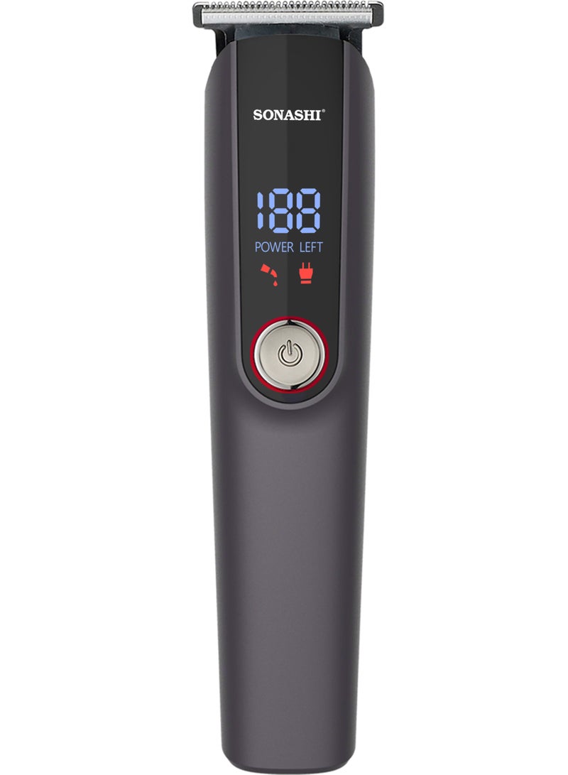 SONASHI Rechargeable Hair Clipper With Sharp Stainless Steel Cutter Blade Digital Display With Battery Status  Continuous Working Time 2 Hours Cordless Hair Clipper With USB Cable SHC-1056 Grey - Image 1