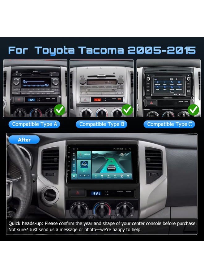 WonVon Car Stereo for Toyota Tacoma 2005-2015, Built-in Cooling Fan, 9'' Touch Screen Radio Upgrade, Android 13 Head Unit Support Carplay/Android Auto/Bluetooth/WiFi/Navigation/Backup Camera, 2G+64GB - Image 2