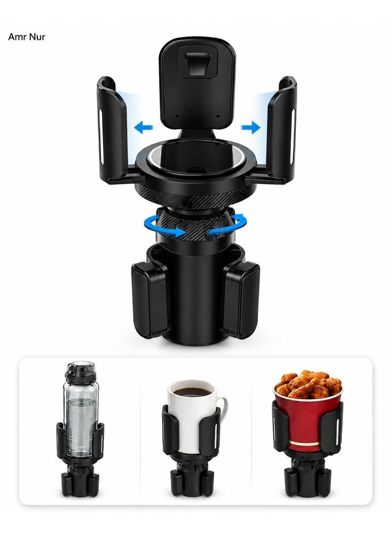 Amr Nur Adjustable Car Cup Holder Expander with Detachable Upper Holder, Fits 2.95–5.5 in Cups, Black - Image 2