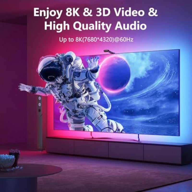 كابل HDMI صغير 8K إلى HDMI، كابل HDMI عالي السرعة فائق الدقة إلى Mini HDMI ملفوف 2.1 يدعم 8K 4K 3D وديناميكي HDR يصل إلى 48 جيجابت في الثانية، متوافق مع التلفزيون والكمبيوتر الشخصي وشاشات الكاميرا وجهاز العرض إلخ 3FT/0.9M - Image 4