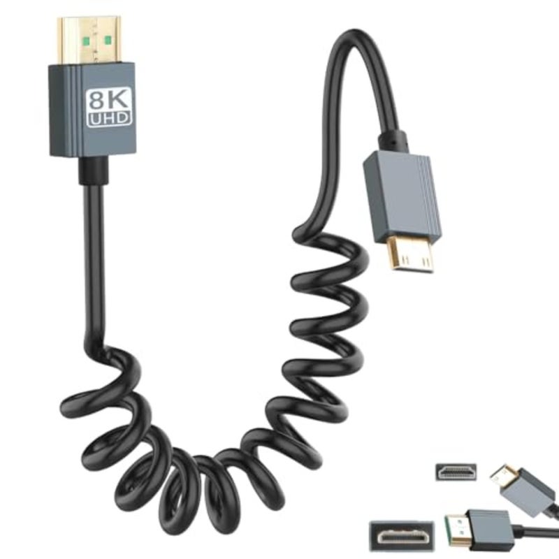 كابل HDMI صغير 8K إلى HDMI، كابل HDMI عالي السرعة فائق الدقة إلى Mini HDMI ملفوف 2.1 يدعم 8K 4K 3D وديناميكي HDR يصل إلى 48 جيجابت في الثانية، متوافق مع التلفزيون والكمبيوتر الشخصي وشاشات الكاميرا وجهاز العرض إلخ 3FT/0.9M - Image 1