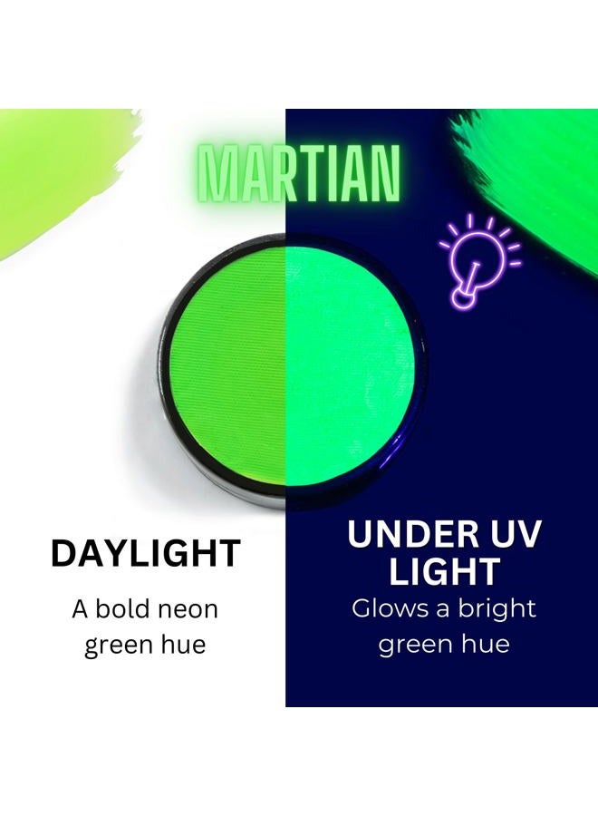 mehron Paradise FX Neon UV Glow Colors | Pro Water Activated Black Light Reactive Paint for Raves, Costumes, Halloween, & Cosplay FX | Pro Size 1.4 oz (40 g) (Martian – Neon Green/Green UV) - Image 2