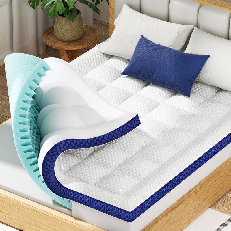 BEDELITE Twin Mattress Topper Dual Layer 4 Inch Memory Foam Mattress Topper, 2 Inch Pilow Top Mattress Pad and 2 Inch Premium Gel Foam Mattress, with Stretchable Pockets Up to 6"-24" - Image 1