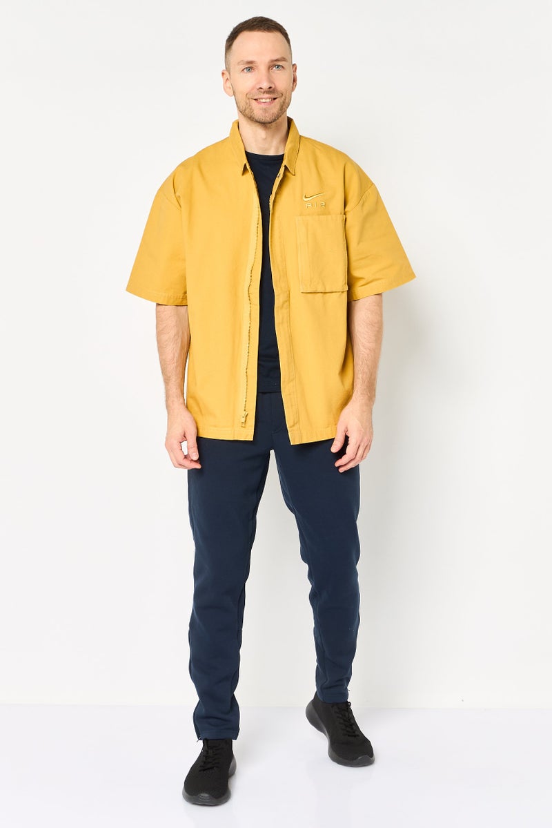 Nike Men Loose Fit Short Sleeve Outdoor Shirt, Mustard - Image 3