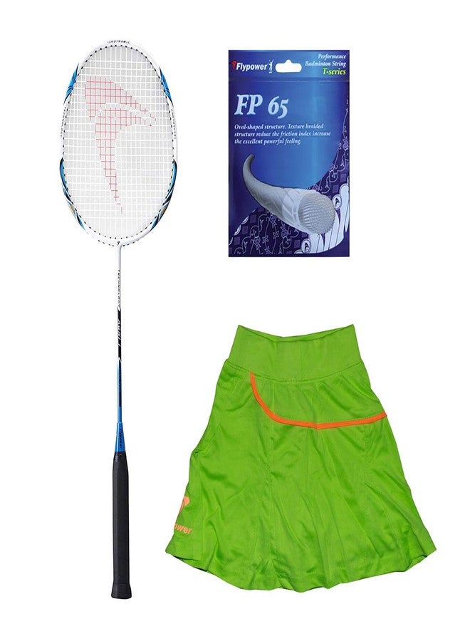 Flypower Badminton Racket Polyester Agni 1 With String Fp 65 And Skirt Utari Neon Green Size M - Image 1