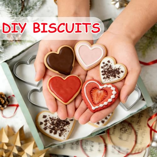 Tmflexe Love Heart Cookie Cutter Set Pack of 5 Valentines Day Heart Biscuit Cutter for Sandwiches, Pastries, Fruit and Cakes Birthday, Wedding Baking Tools - Image 5
