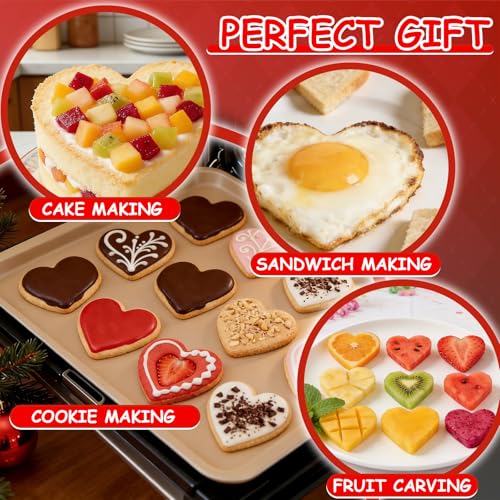 Tmflexe Love Heart Cookie Cutter Set Pack of 5 Valentines Day Heart Biscuit Cutter for Sandwiches, Pastries, Fruit and Cakes Birthday, Wedding Baking Tools - Image 3