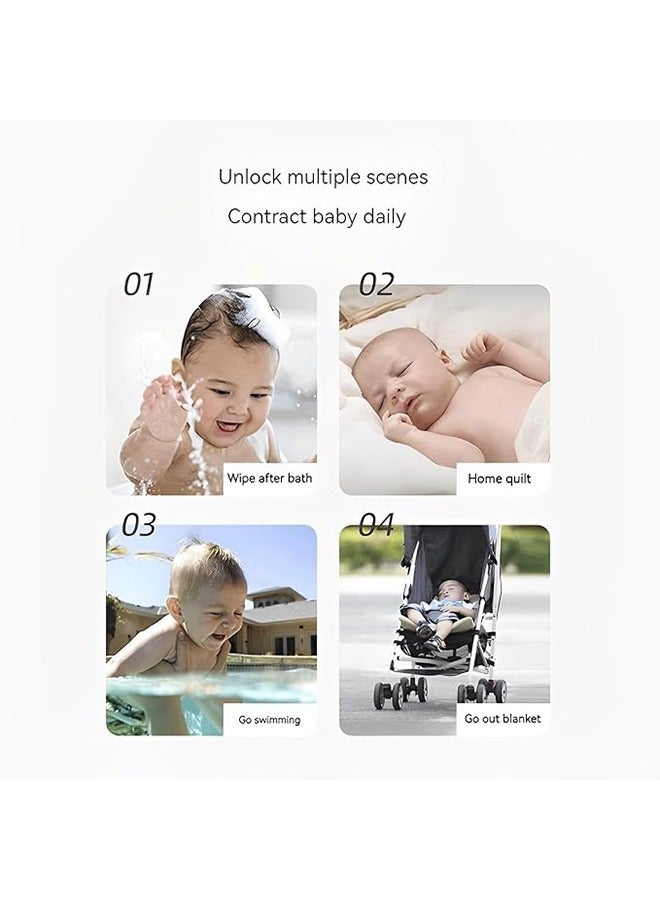 منشفة حمام للأطفال، رداء حمام بغطاء رأس، بطانية قابلة للغسل في الغسالة، بطانية رداء حمام فائقة النعومة بغطاء رأس وعالية الامتصاص، منشفة حمام من الصوف المرجاني على شكل رداء للأطفال الأولاد والبنات، بطانية حمام كبيرة 80 × 80 سم بغطاء رأس، تصميم حيوان كرتوني، ناعمة وصديقة للبشرة، لا تتساقط بسهولة، سريعة الجفاف، بيضاء - Image 3