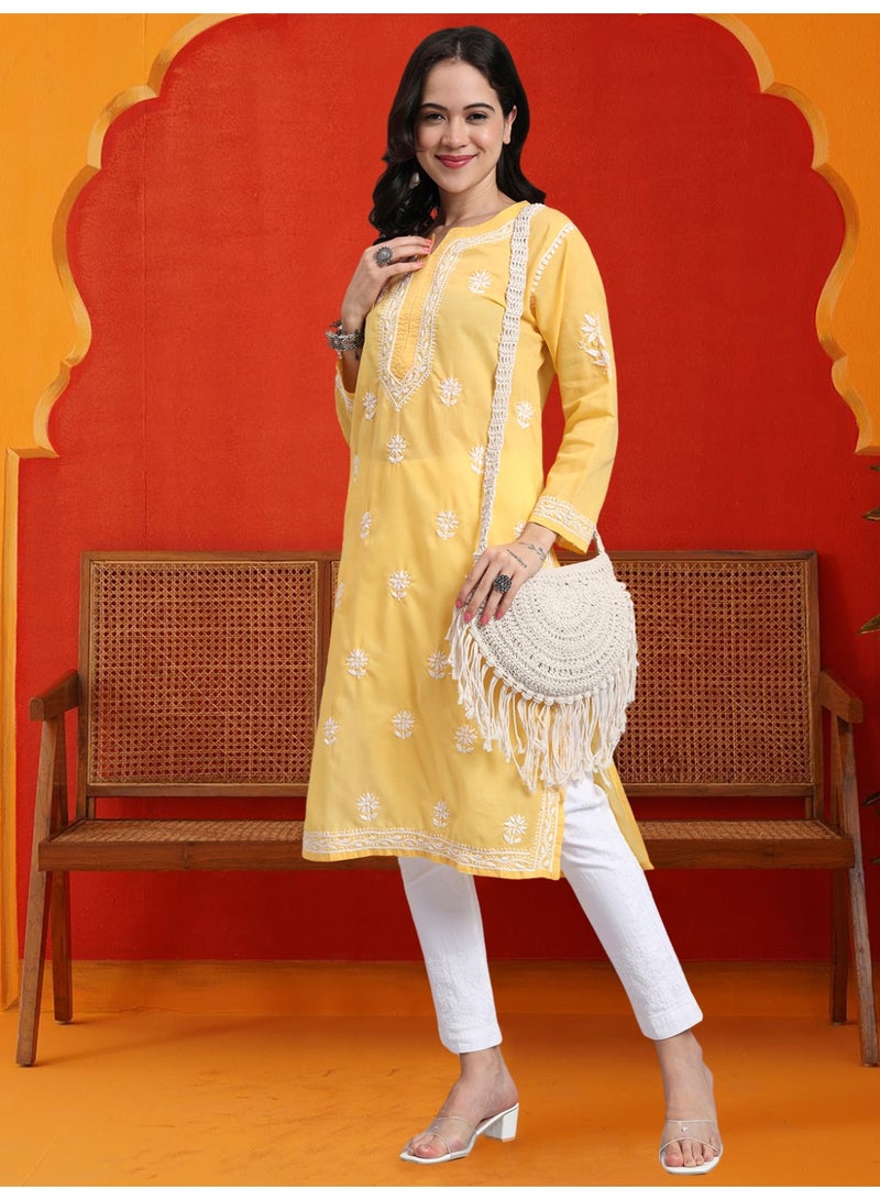 Alaya Hand Embroidered Chikankari Cotton Kurta-AL3999 - Image 1