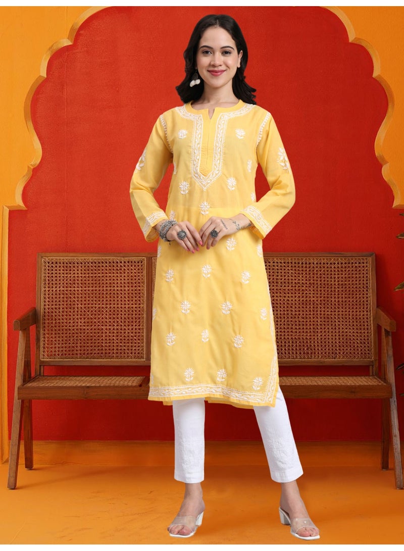 Alaya Hand Embroidered Chikankari Cotton Kurta-AL3999 - Image 3
