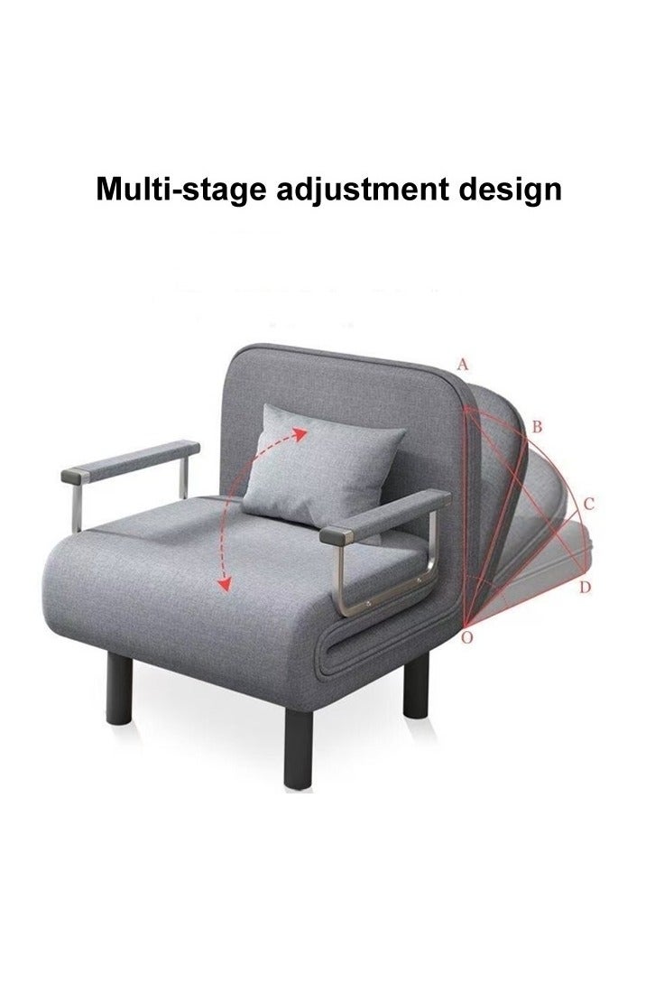 فاشون هوم سرير أريكة متعدد الوظائف 3 في 1 بتصميم عصري قابل للتحويل والتمديد مع وسادة وأرجل من الخشب الصلب وكرسي قابل للطي مع مسند للذراعين ومقعد فردي مريح وأريكة استرخاء وسرير قيلولة وكرسي استرخاء متعدد المراحل ومجموعة أثاث بعرض 80 سم ويمكن تمديد الطول إلى 190 سم. - Image 2