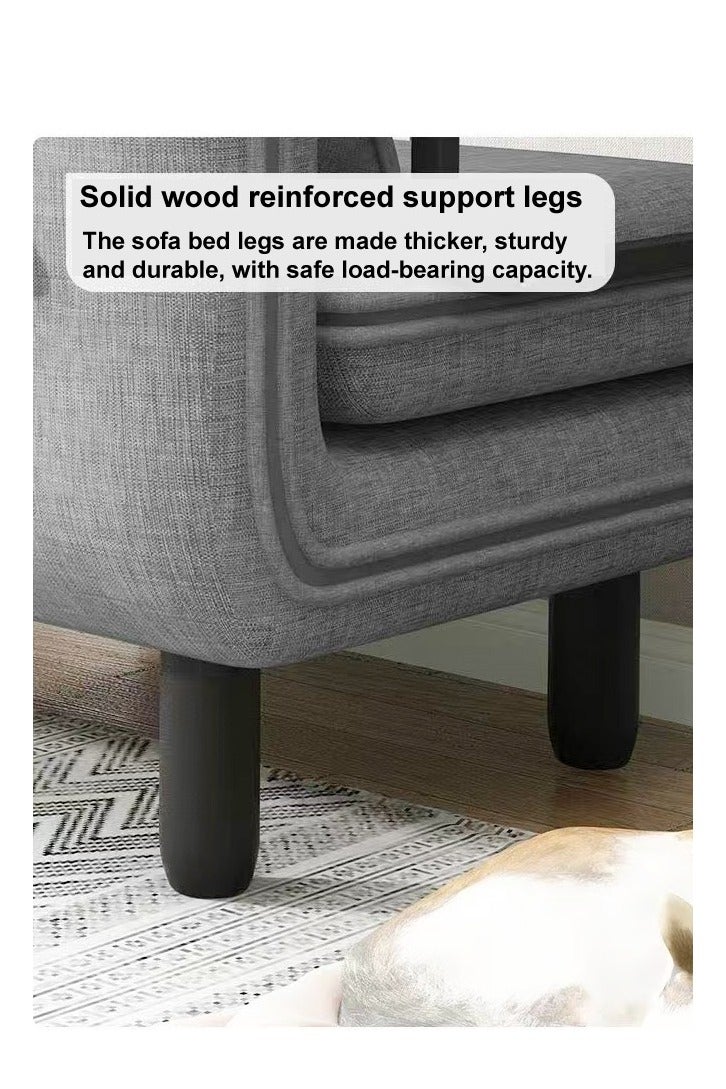 فاشون هوم سرير أريكة متعدد الوظائف 3 في 1 بتصميم عصري قابل للتحويل والتمديد مع وسادة وأرجل من الخشب الصلب وكرسي قابل للطي مع مسند للذراعين ومقعد فردي مريح وأريكة استرخاء وسرير قيلولة وكرسي استرخاء متعدد المراحل ومجموعة أثاث بعرض 80 سم ويمكن تمديد الطول إلى 190 سم. - Image 4