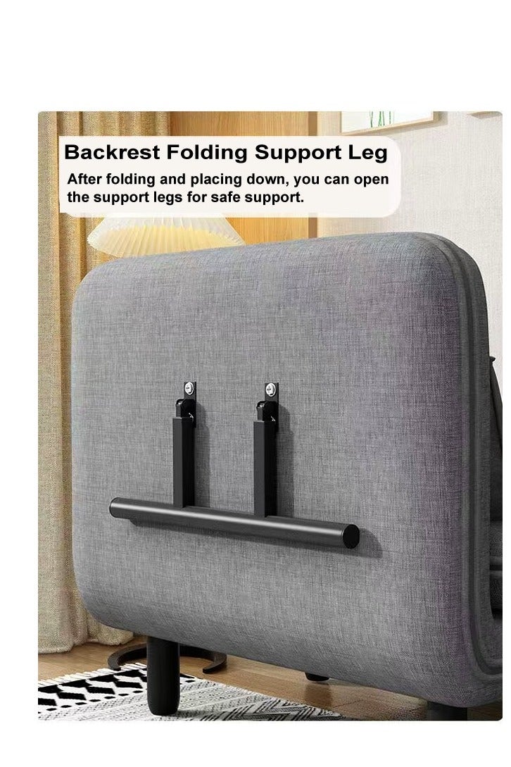 فاشون هوم سرير أريكة متعدد الوظائف 3 في 1 بتصميم عصري قابل للتحويل والتمديد مع وسادة وأرجل من الخشب الصلب وكرسي قابل للطي مع مسند للذراعين ومقعد فردي مريح وأريكة استرخاء وسرير قيلولة وكرسي استرخاء متعدد المراحل ومجموعة أثاث بعرض 80 سم ويمكن تمديد الطول إلى 190 سم. - Image 5