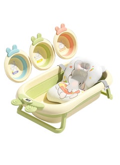 Perfii Baby Bathtub with Temperature Sensing Non-Slip Collapsible Toddler Bath Tub with Support Pad Kids Shower Basin  - Image 1