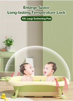 Perfii Baby Bathtub with Temperature Sensing Non-Slip Collapsible Toddler Bath Tub with Support Pad Kids Shower Basin  - Image 4