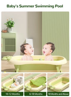 Perfii Baby Bathtub with Temperature Sensing Non-Slip Collapsible Toddler Bath Tub with Support Pad Kids Shower Basin  - Image 3