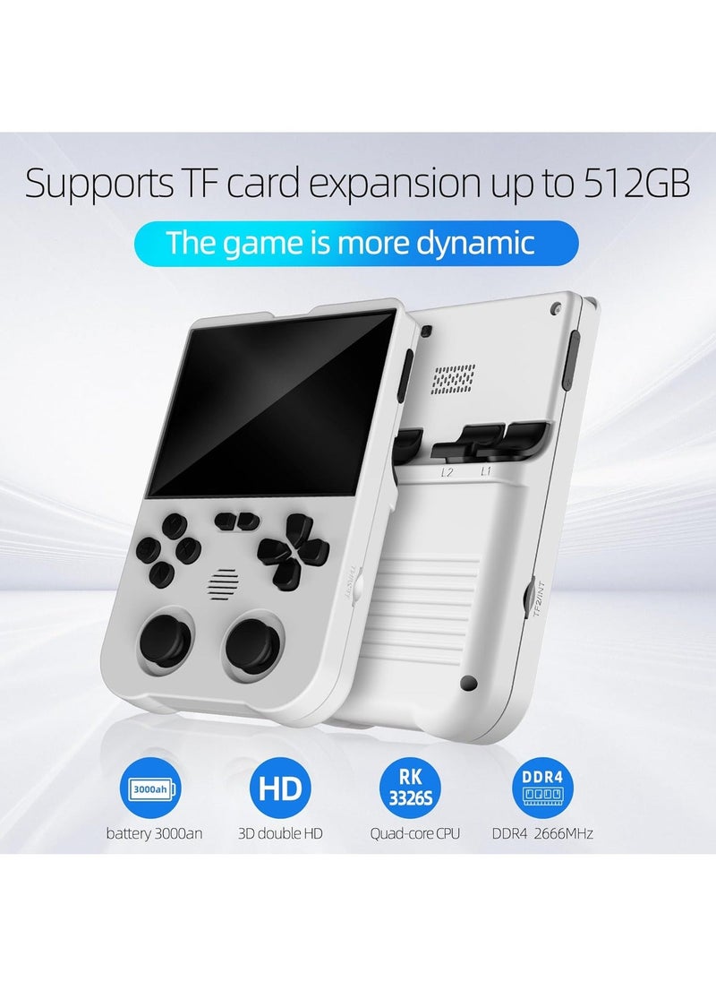 XU10 Retro Handheld Game Consoles, 3.5 inch IPS Screen, XU10 with a 64G Card Pre-Loaded 8000 Games, Support 20+ Kinds of Games Formats, with 3000 mAh Battery Life 6-8 Hours (White)